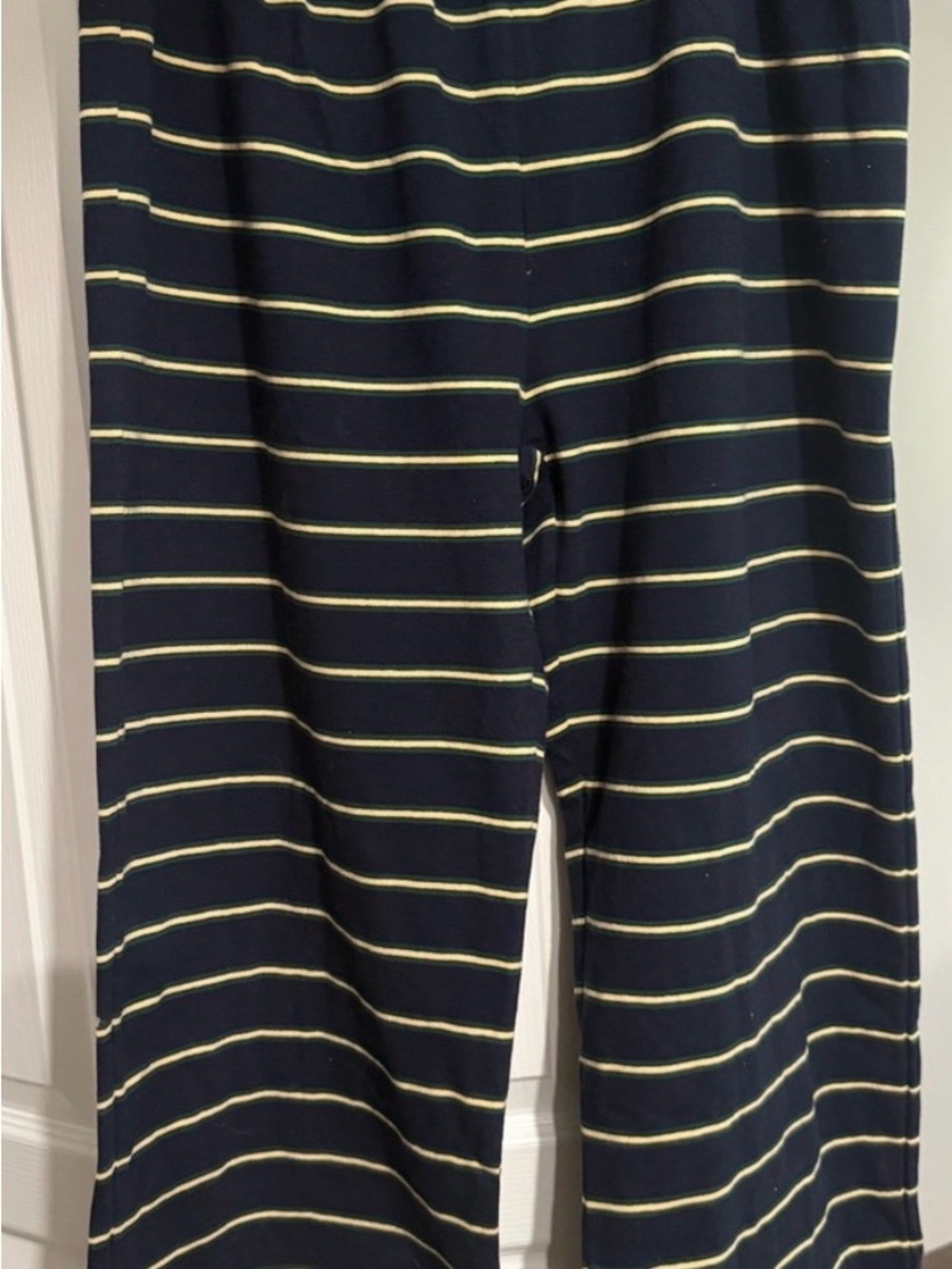 Striped Navy Wide-Leg Pants - Navy & Yellow